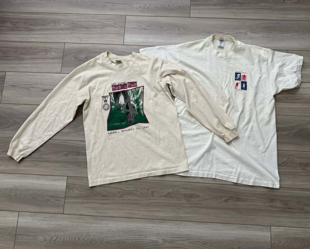 Vintage 90s Lot of 2 Graphic Tees Made in USA 100% Cotton Rob's Run Blood Drive